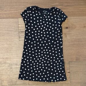 art class Black Knit Short-Sleeve Floral Dress with White Flowers